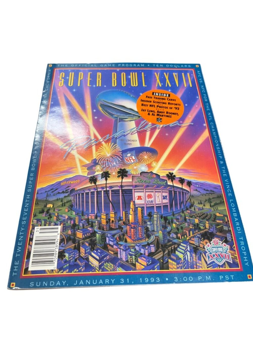 VTG Super Bowl XXVII 1993 magazine, free trading cards, nfl pics SKU 10-312